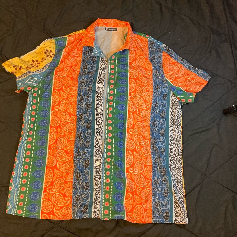 Multi colored button down shirt